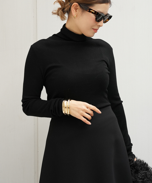 セール】*Wool Sheer Rib タートルネック プルオーバー（ニット