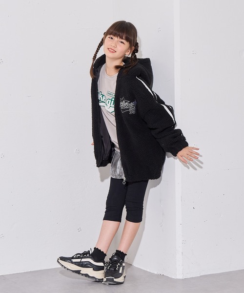 セール】フード付き袖ラインボアジャケット（カモフラ/ブラック