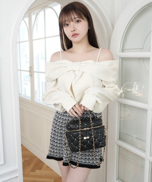 セール】リボンオフショルロングスリーブトップス（シャツ/ブラウス