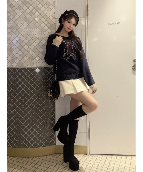 ポイントカラーDベアニットトップス（ニット/セーター）｜Darich