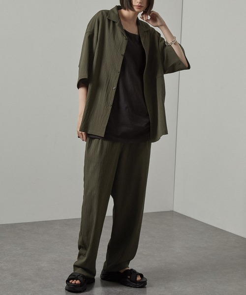 セットアップ 2点セット ビッグシルエットオープンカラー半袖シャツ