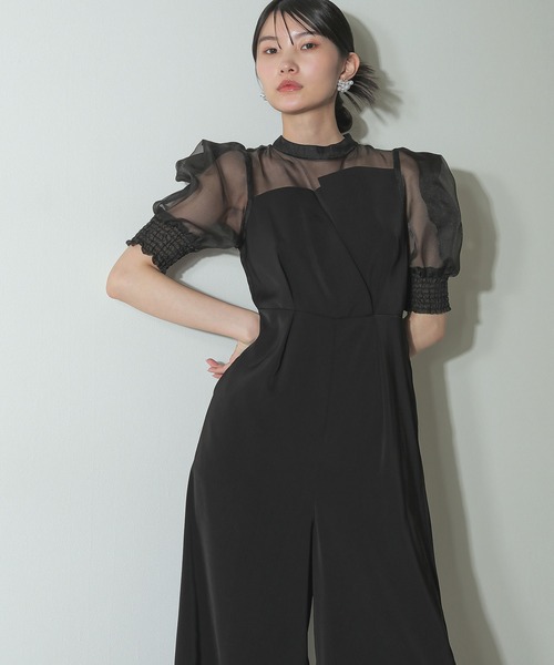 セール】シアーボックススリーブ ビスチェ パンツドレス パーティー