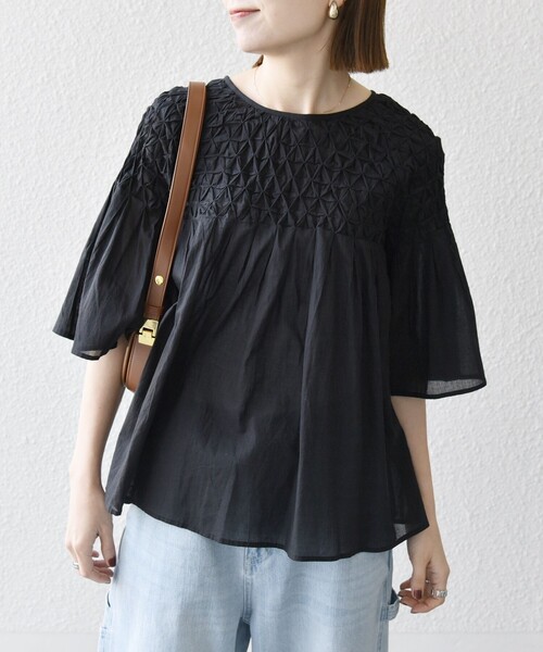 セール】SHIPS any:〈洗濯機可能〉ハンドスモッキング コットン フレア