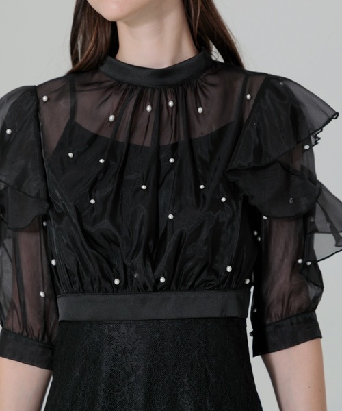 Leja（レジャ）の「【LEJA】2WAYパール付きシアーレースバックリボン