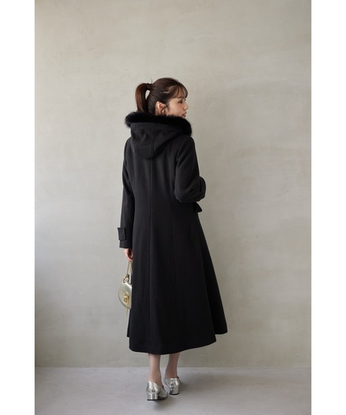 取り外し可能なファー付きフィット＆フレアシルエットダッフルコート