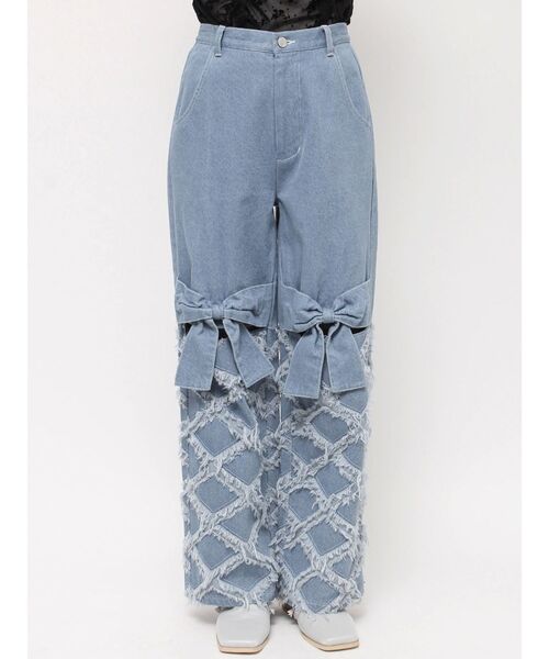 merry jenny（メリージェニー）の「フリンジデニムribbonパンツ