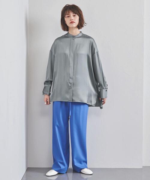 SACRA（サクラ）の「＜SACRA（サクラ）＞サテン バンドカラーシャツ