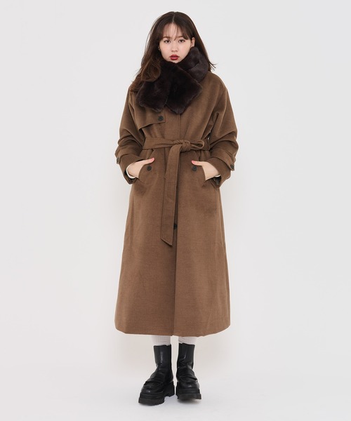 セール】ウールライク スタンドカラーロングコート TINA：JOJUN