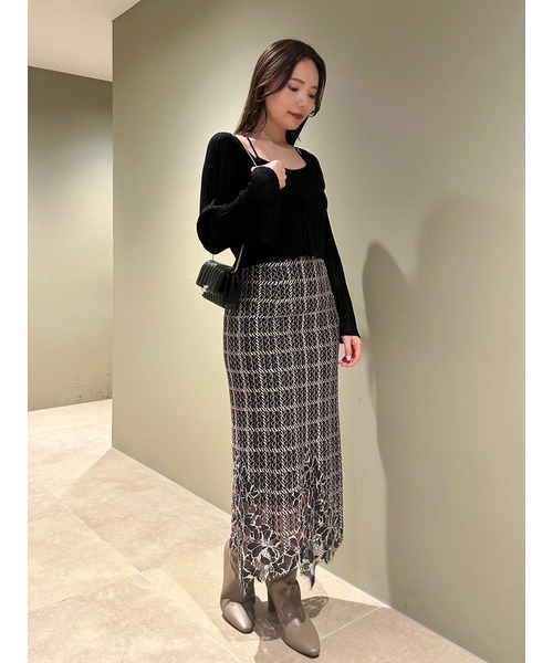 SNIDEL（スナイデル）の「シアーカーデ&カップインキャミSET（ニット