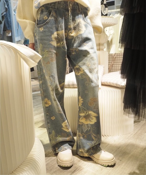 LA POMME petit（ラポミ・プチ）の「Vintage Flower Print Denim
