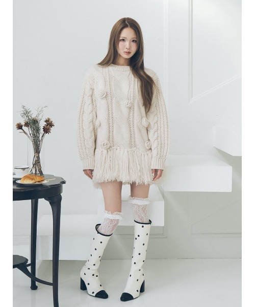 ローズモチーフニットチュニック（ニット/セーター）｜Darich