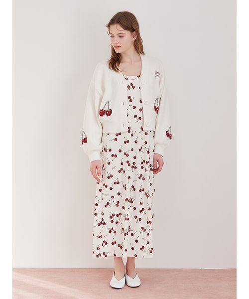 ONLINE限定カラーあり】ベビモコチェリージャガードカーディガン