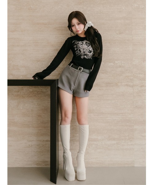 DRビジューフラワーリブニットトップス（ニット/セーター）｜Darich