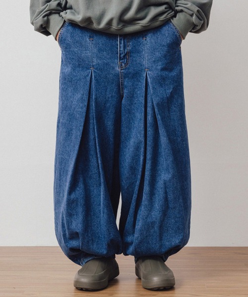 AG-Unbalance Long Tuck Denim Balloon Pants/アングラン アンバランス