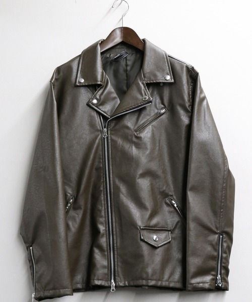 セール】Synthetic leather riders jacket/人工皮革 ダブルライダース
