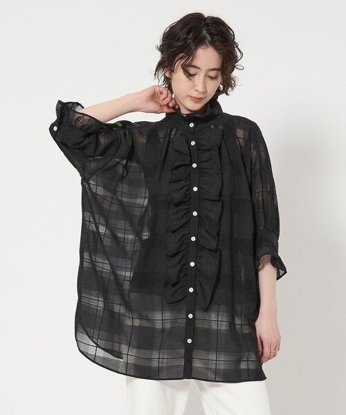 別注】＜dahl'ia＞フリル チェックブラウス-united LOVE project 2025