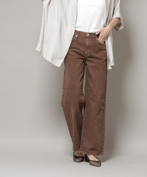 upper hights/THE NIECE MID-RISE ブラウン（デニムパンツ