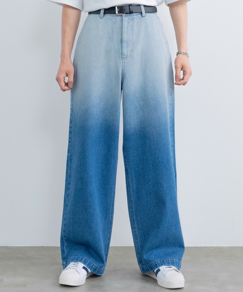 セール】Wide straight gradation denim / ワイドストレート