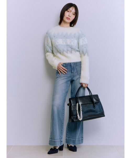 セール】[L.B CANDY STOCK]リボンビジューニット（ニット/セーター