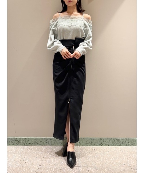 SNIDEL（スナイデル）の「レーストリミングニットプルオーバー（ニット