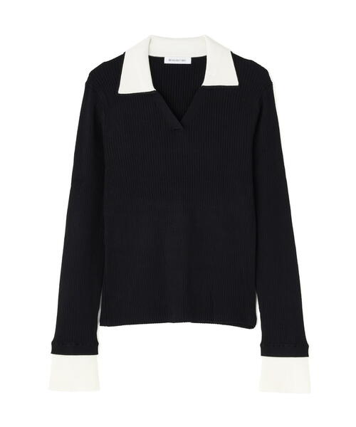 セール】◇ダブルカラーVネックリブニット（ニット/セーター