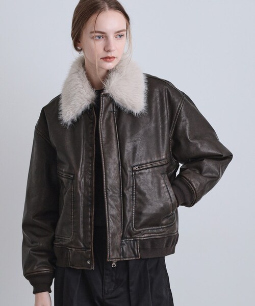 セール】ヴィンテージライク衿フェイクファーブルゾン（ブルゾン）｜tk