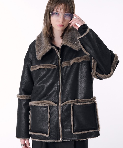 セール】REVERSIBLE FAKE MOUTON BOA JACKET/リバーシブルフェイク