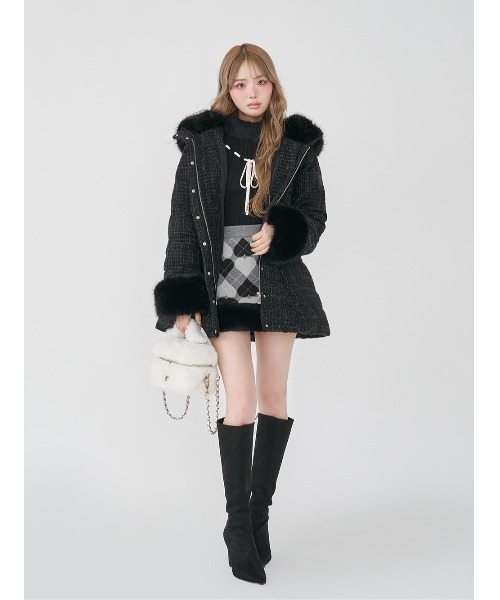 レディミディツイードダウンコート（ダウンジャケット/コート