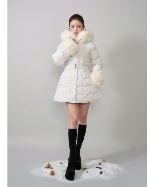 レディミディツイードダウンコート（ダウンジャケット/コート