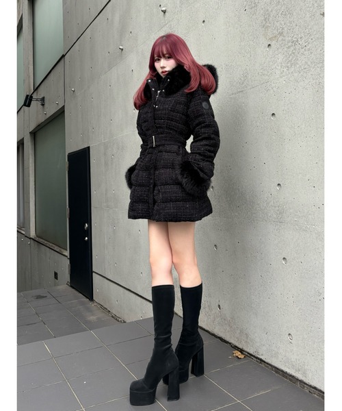 レディミディツイードダウンコート（ダウンジャケット/コート