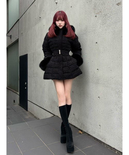 レディミディツイードダウンコート（ダウンジャケット/コート