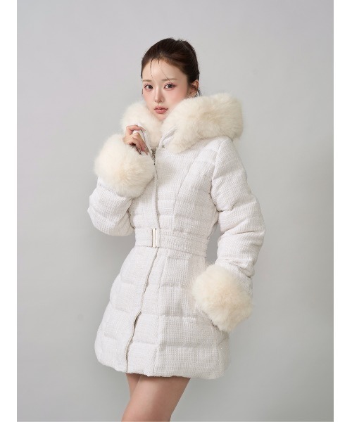 レディミディツイードダウンコート（ダウンジャケット/コート