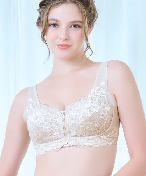 セール】細みえフロントファスナー綿混ブラ25 ブラデリス 補正下着