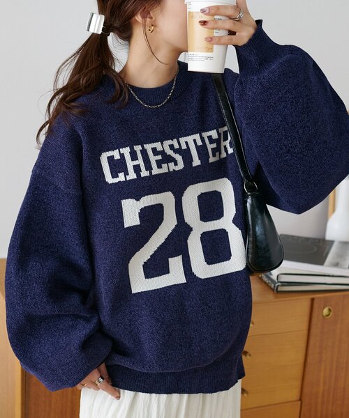 ユニセックス/WEB限定】モールヤーンジャガードアソートロゴニット