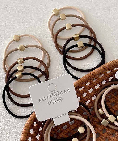 セール】ゴールドミニパーツ付きヘアゴム 4本セット（ヘアゴム