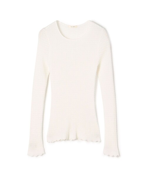 セール】コットンアセテートリブ クルーネックプルオーバー（ニット
