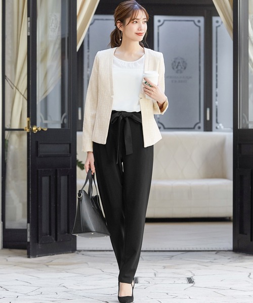 セール】【3点セット】ツイードノーカラージャケット ブラウス