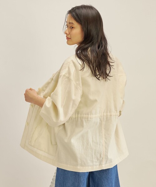 セール】〈手洗い可能〉綿麻 ミリタリー オーバー ジャケット