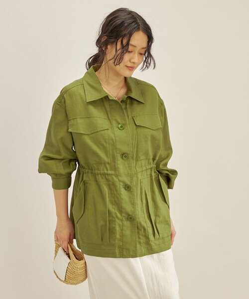 セール】〈手洗い可能〉綿麻 ミリタリー オーバー ジャケット