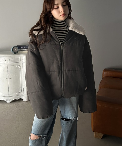 セール】《Javaジャバコラボ》ふっくらBigカラー。襟ボアスエード