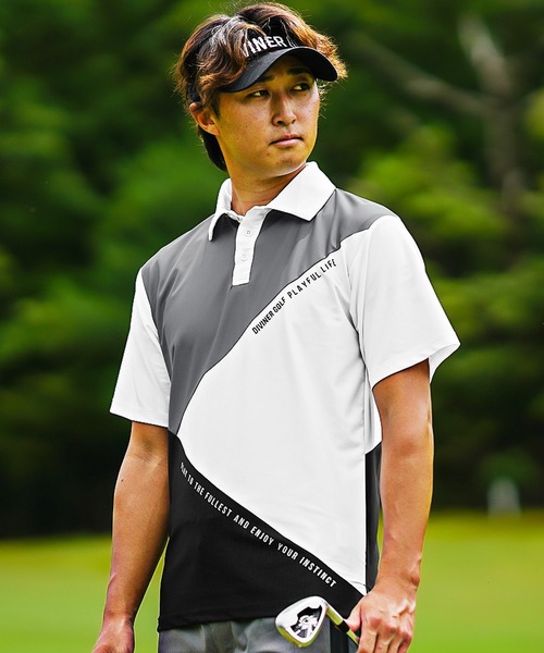 DIVINER GOLF】切替スムースポロシャツ メンズ ゴルフポロ ゴルフ