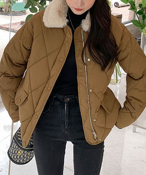 セール】フェイクファー キルティングジャケット レディース（ダウン