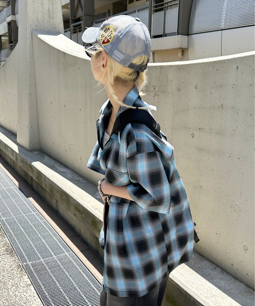 ジップアップオンブレチェックシャツ（シャツ/ブラウス）｜sedacle