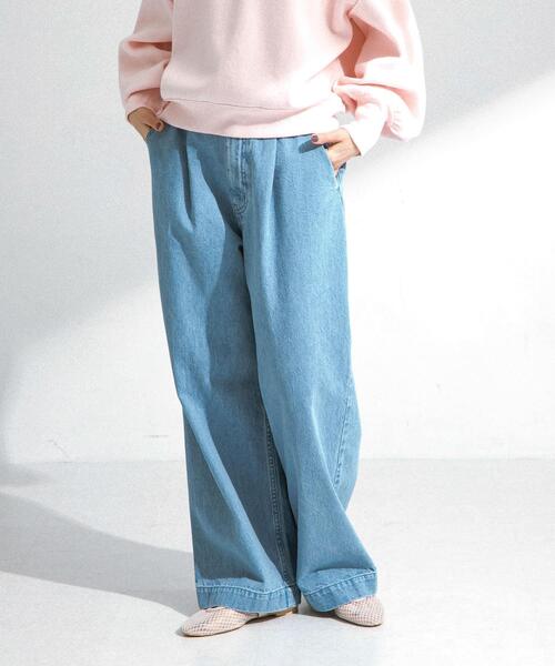 34サイズ/低身長向けも展開』タックデニム（デニムパンツ）｜URBAN