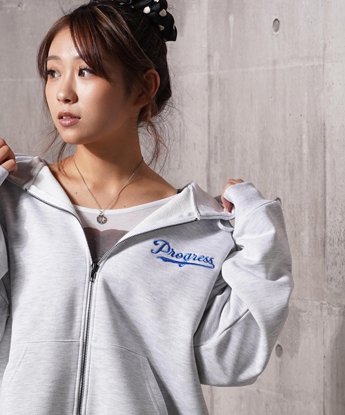 セール】フレンチブルドッグ サガラ刺繍 ジップパーカー / French