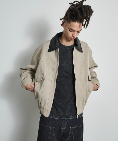 Faux Leather Collar Duck Jacket / 襟切替ダックジャケット（ブルゾン