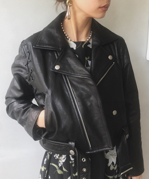 Ameri（アメリ）の「LACE UP RIDERS JK（ライダースジャケット）」 - WEAR