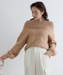 ニット/セーター（ブラウン/茶色系・オフショルダー）ファッション通販