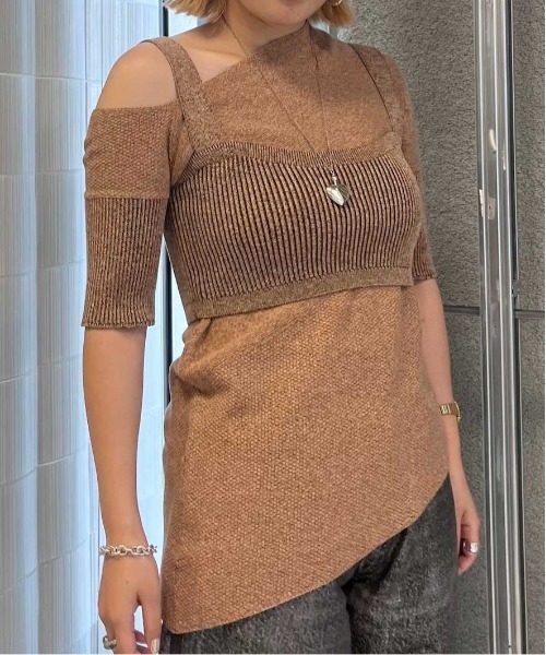 セール】BUSTIER SET SURFACE CHANGE KNIT TOP（ニット/セーター