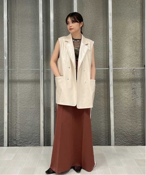 Ameri（アメリ）の「CRASH SYNTHETIC LEATHER N/S JACKET（ベスト